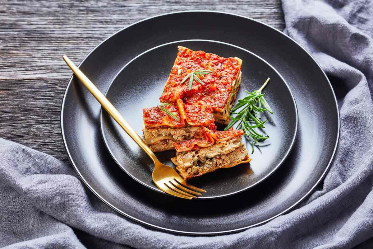 lasagna tofu e funghi