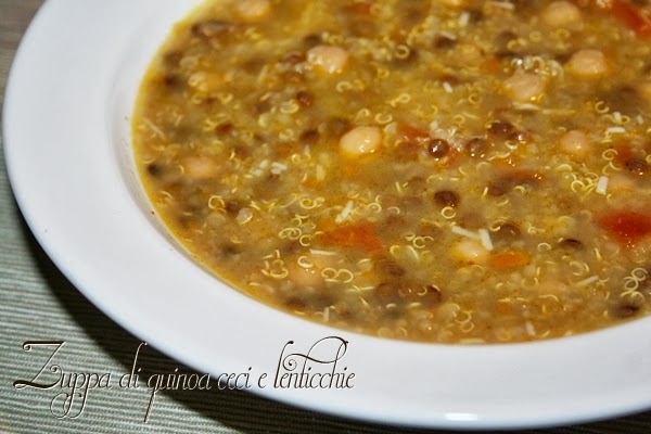 zuppa di quinoa ceci e lenticchie