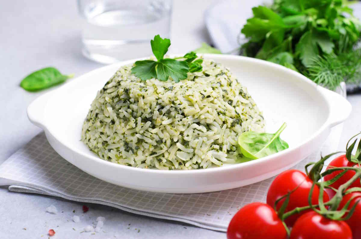 insalata di riso agli spinaci