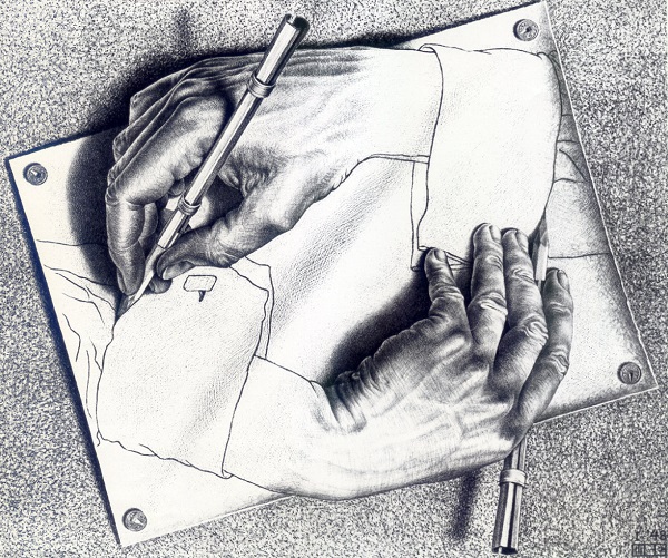 escher drawing hands