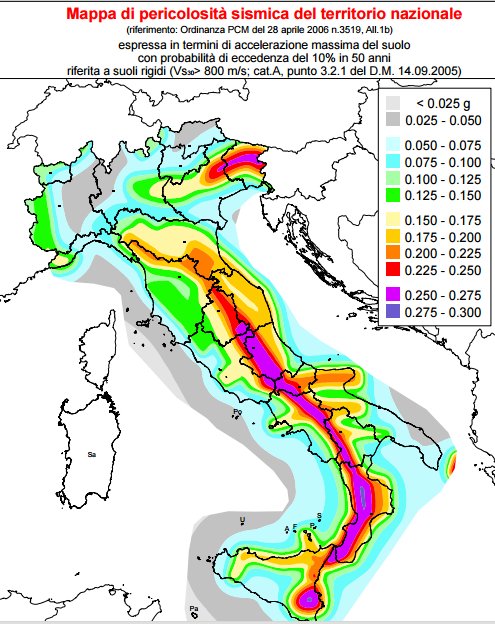 mappa rischio sismico italia 