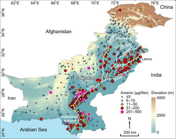 arsenico pakistan mappa