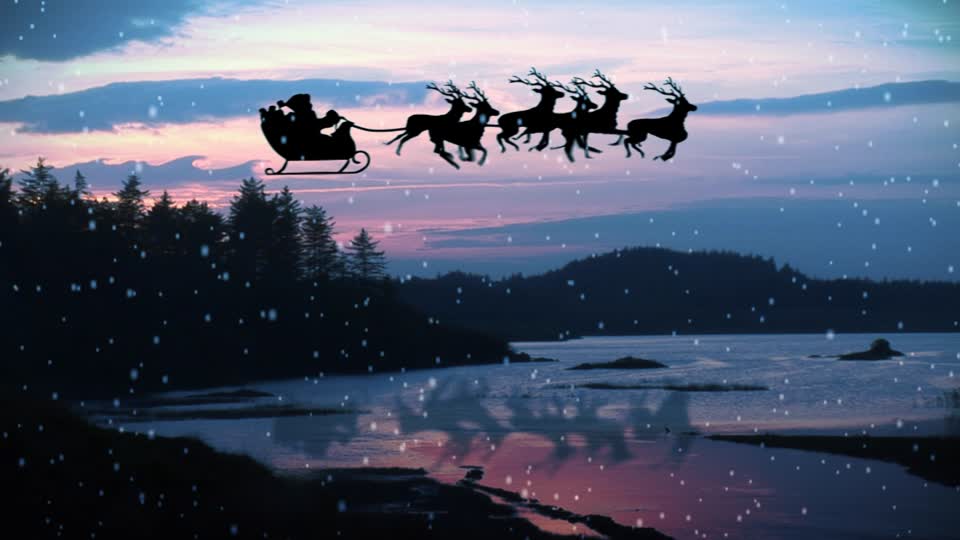 reindeer sleigh santa claus