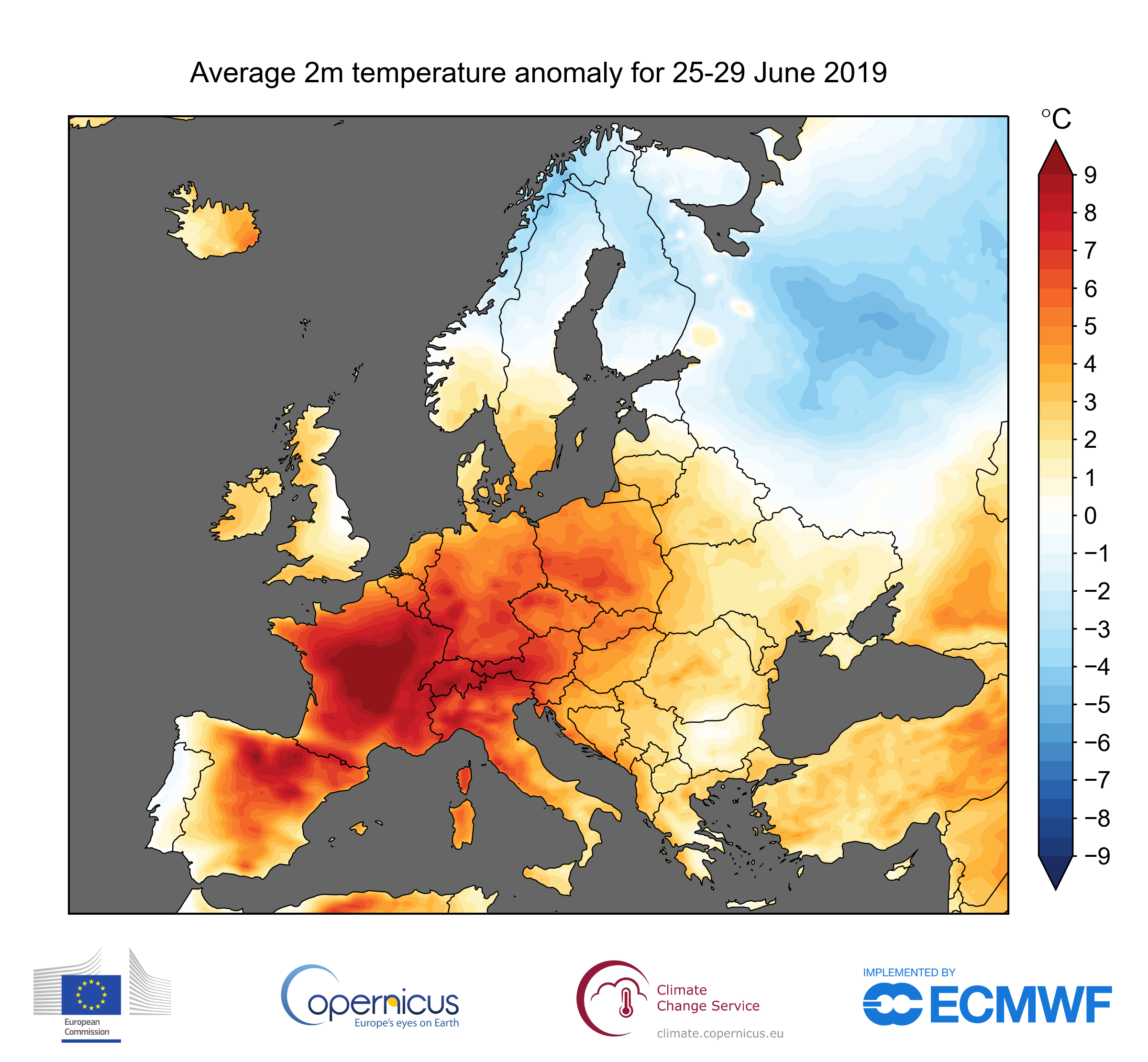 Mappa temperature Europa giugno