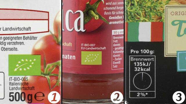 etichette origine pomodoro italia okotest