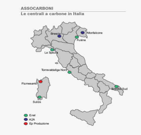 centrali a carbone mappa italia