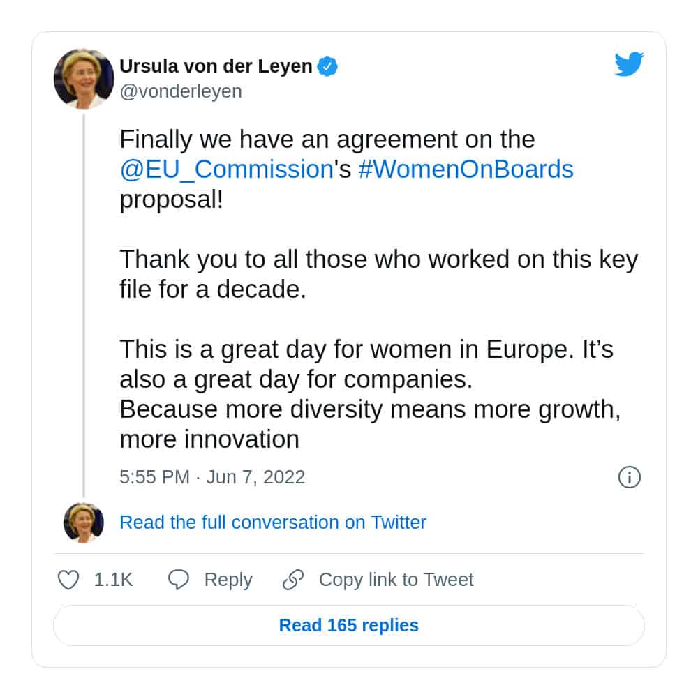 Tweet Ursula von der Leyen