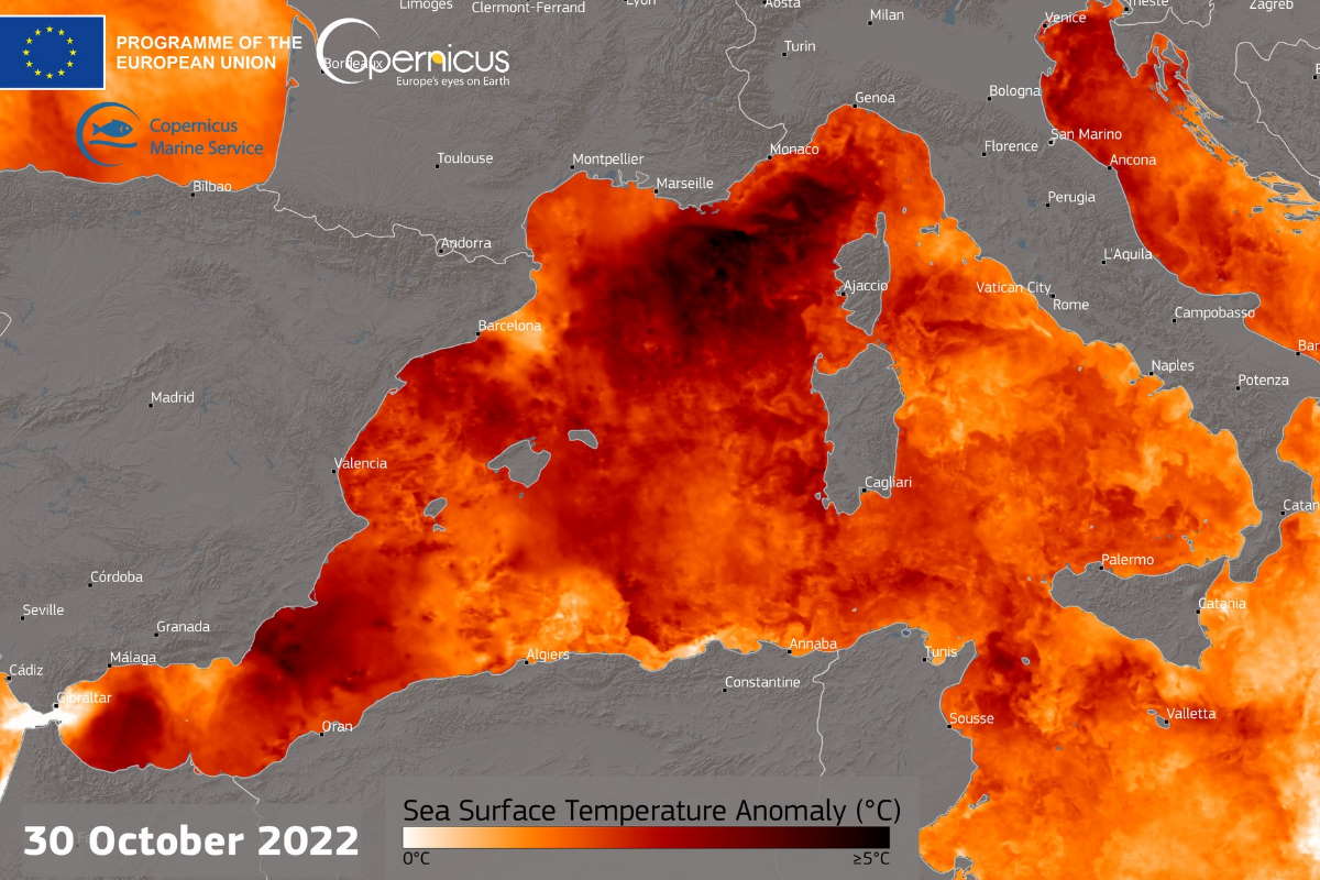 mediterraneo caldo record ottobre 2022