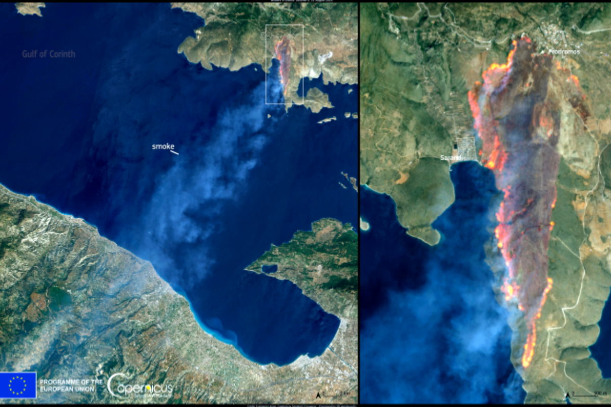 immagini satellitari incendi grecia
