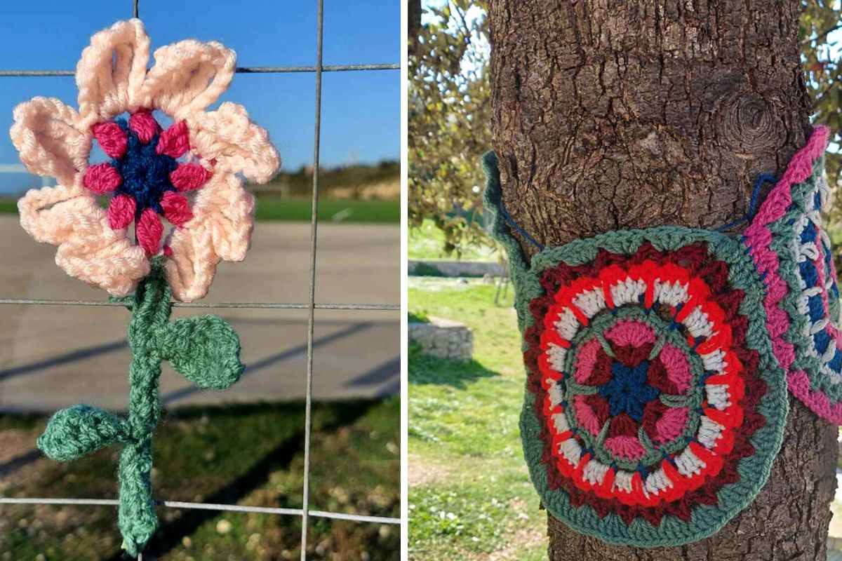 Yarn bombing: le sorelle sarde che da sole stanno colorando i vecchi borghi a colpi di uncinetto (e lana riciclata) 