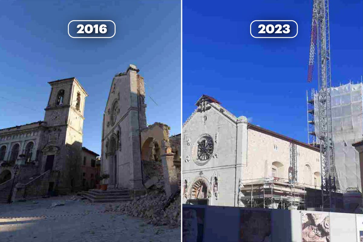 chiesa norcia prima e dopo