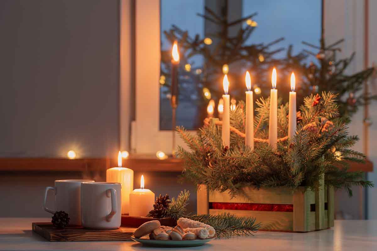 decorazioni natalizie con candele
