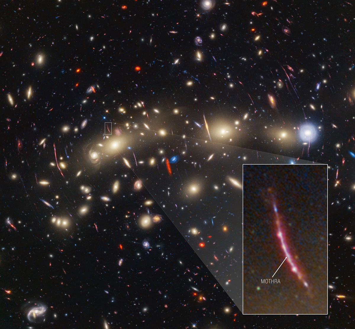 galassia MACS0416 a colori hubble e webb