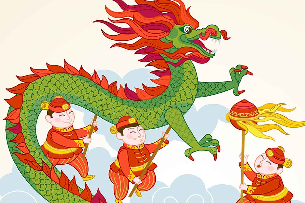 Drago cinese 3d per l'anno del drago